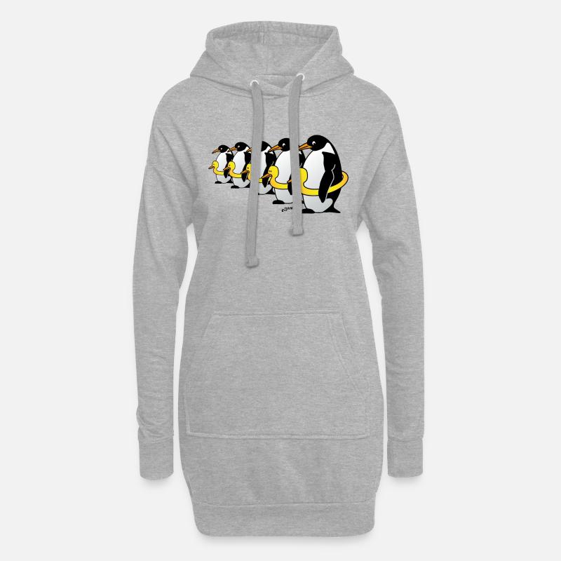 Pinguine mit Quietscheentchen - Hoodie-Kleid - Grau meliert