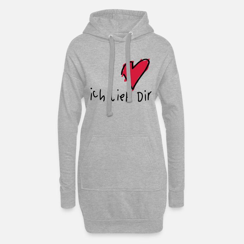 Liebeserklärung 'Ich lieb Dir' - Hoodie-Kleid - Grau meliert