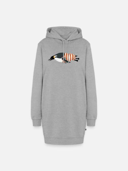 Pinguin im Badeanzug - Hoodie-Kleid - Grau meliert