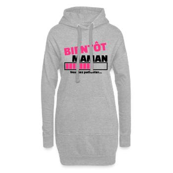 bientôt maman - Sweat-shirt à capuche long Femme - gris chiné - Devant