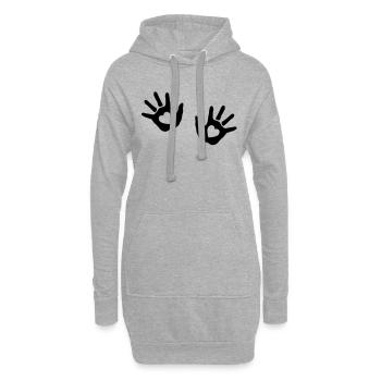 Bébé mains - cœur - Sweat-shirt à capuche long Femme - gris chiné - Devant