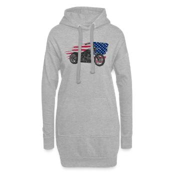 custom usa - Sweat-shirt à capuche long Femme - gris chiné - Devant