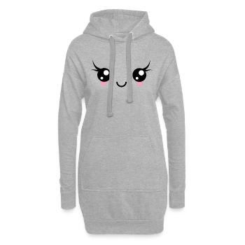 Happy Kawaii Augen Gesicht Emoji Emoticon Smi - Hoodie-Kleid - Grau meliert - Vorne