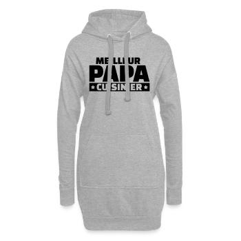 Meilleur papa cuisinier - Sweat-shirt à capuche long Femme - gris chiné - Devant