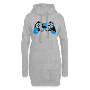 fissures de vieux contrôleurs de cool dessin bleu - Sweat-shirt à capuche long Femme - gris chiné - Devant