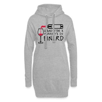 quand marre pinard bouteille vin alcool - Sweat-shirt à capuche long Femme - gris chiné - Devant