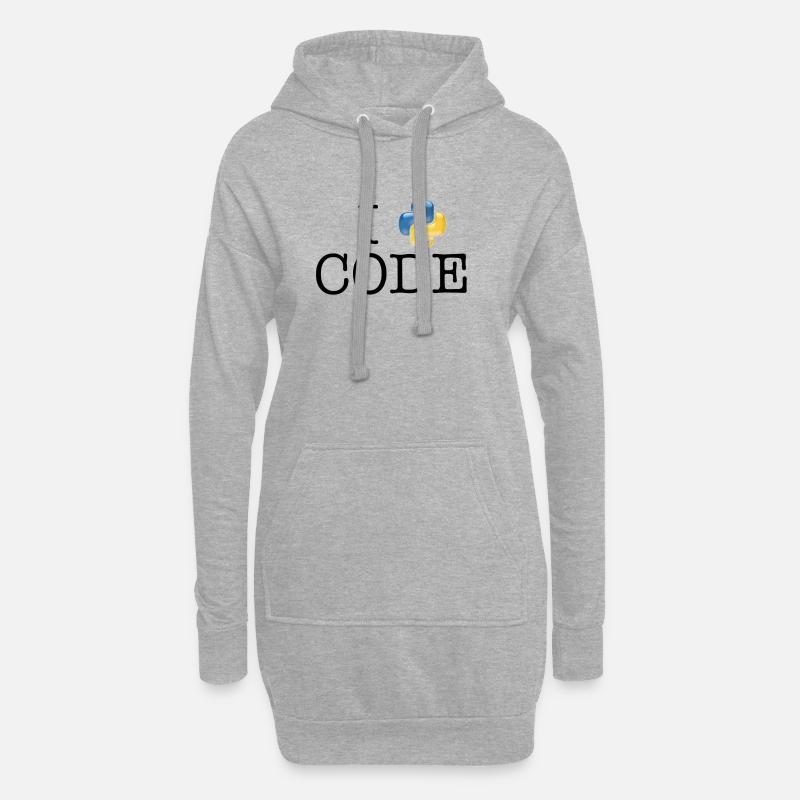 I love code - Python - Hoodie-Kleid - Grau meliert