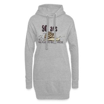 90 ans escargot anniversaire pas plus vite vitesse - Sweat-shirt à capuche long Femme - gris chiné - Devant