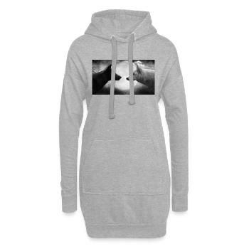 Loup noir et blanc au clair de lune - Sweat-shirt à capuche long Femme - gris chiné - Devant