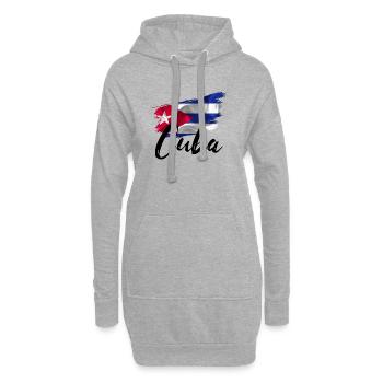 Cuba Pavillon Cubain - Sweat-shirt à capuche long Femme - gris chiné - Devant
