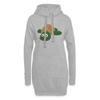 Süße putzige und fröhliche Schildkröte - Hoodie-Kleid - Grau meliert - Vorne