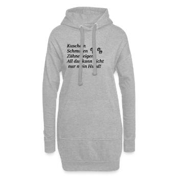 kuscheln, schmusen, Zähne zeigen. Kann ich auch. - Hoodie-Kleid - Grau meliert - Vorne