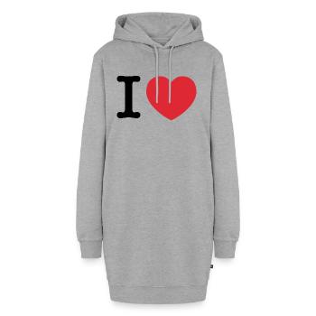 Ich liebe | Liebe | I Herz - Hoodie-Kleid - Grau meliert - Vorne