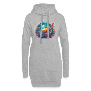 Reflets de poisson-lune - Sweat-shirt à capuche long Femme - gris chiné - Devant
