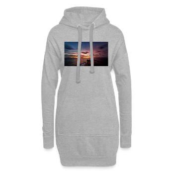 Beau coucher de soleil en pleine mer - Sweat-shirt à capuche long Femme - gris chiné - Devant