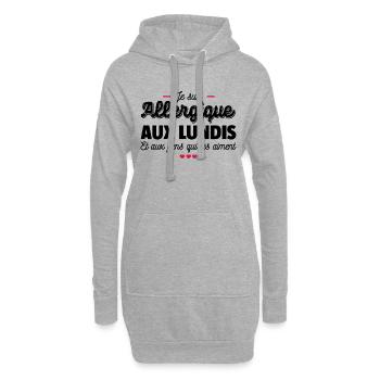 Je suis allergique aux lundis - Sweat-shirt à capuche long Femme - gris chiné - Devant