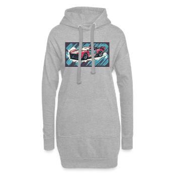 Voiture de course Rouge-Bleu - Sweat-shirt à capuche long Femme - gris chiné - Devant