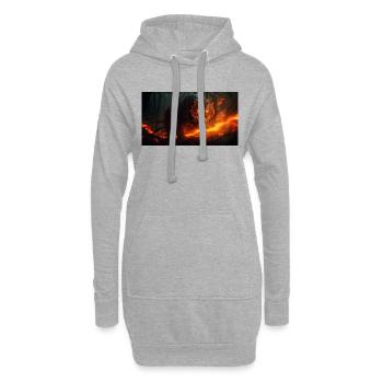 orange tiger with big fangs in the forest - Hoodie Dress - heather grey - Front