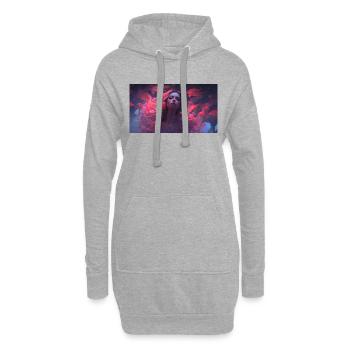 femme avec des dauphins mystiques et des poissons dans la mer - Sweat-shirt à capuche long Femme - gris chiné - Devant