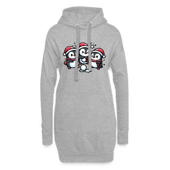Adorable mignon pingouin père Noël chapeau boule de neige d’hiver fi - Sweat-shirt à capuche long Femme - gris chiné - Devant