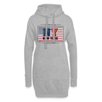 New York - Sweat-shirt à capuche long Femme - gris chiné - Devant