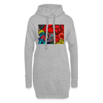 Kunstvolles Design - Hoodie-Kleid - Grau meliert - Vorne