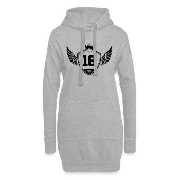 16 wappen krone - Hoodie-Kleid - Grau meliert - Vorne