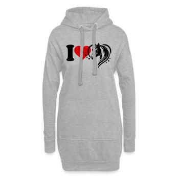 J’adore les chevaux - Sweat-shirt à capuche long Femme - gris chiné - Devant