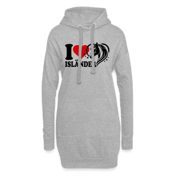I love Pferd Isländer - Hoodie-Kleid - Grau meliert - Vorne