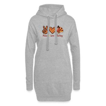 Thanksgiving Paix Amour Turquie - Sweat-shirt à capuche long Femme - gris chiné - Devant