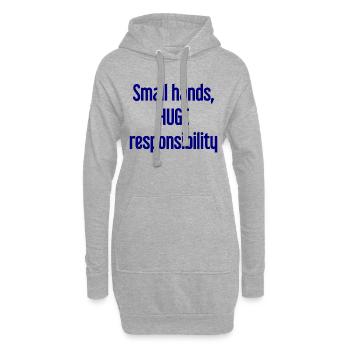 Kleine Hände, riesige Verantwortung Eltern-Spruch - Hoodie-Kleid - Grau meliert - Vorne