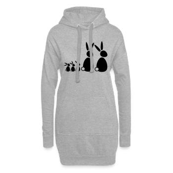 5 lapins, famille, enfants, parents, trois frères et sœurs, doux - Sweat-shirt à capuche long Femme - gris chiné - Devant