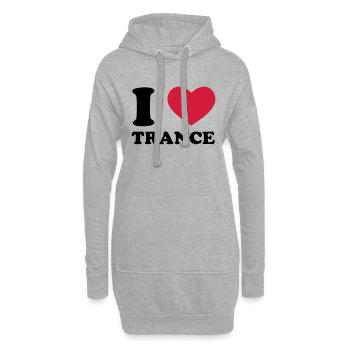 I Love Trance - Hoodie-Kleid - Grau meliert - Vorne