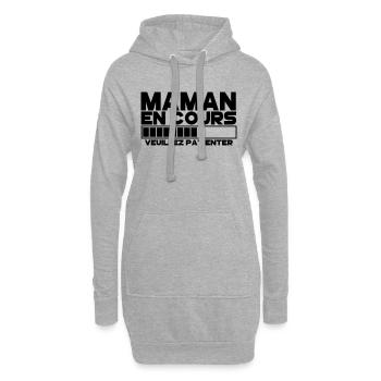 maman(veuillez patienter) - Sweat-shirt à capuche long Femme - gris chiné - Devant