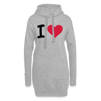 i love / I heart - Sweat-shirt à capuche long Femme - gris chiné - Devant