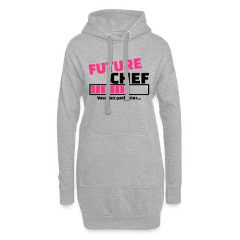 future chef - Sweat-shirt à capuche long Femme - gris chiné - Devant