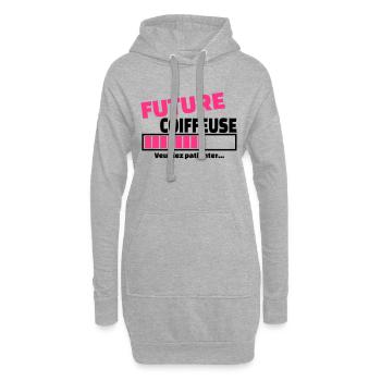 future coiffeuse - Sweat-shirt à capuche long Femme - gris chiné - Devant