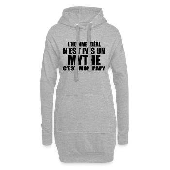 l'homme idéal n'est pas un mythe c'est mon papy - Sweat-shirt à capuche long Femme - gris chiné - Devant