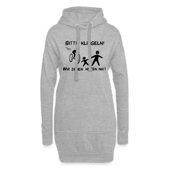 Bitte klingeln! Radfahrer-Kind - Hoodie-Kleid - Grau meliert - Vorne