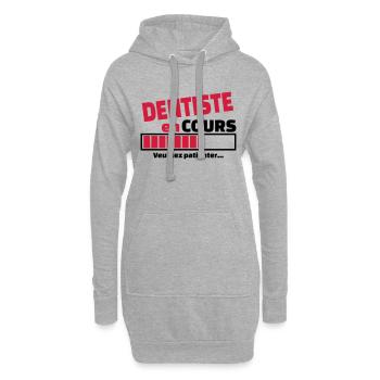 dentiste en cours - Sweat-shirt à capuche long Femme - gris chiné - Devant