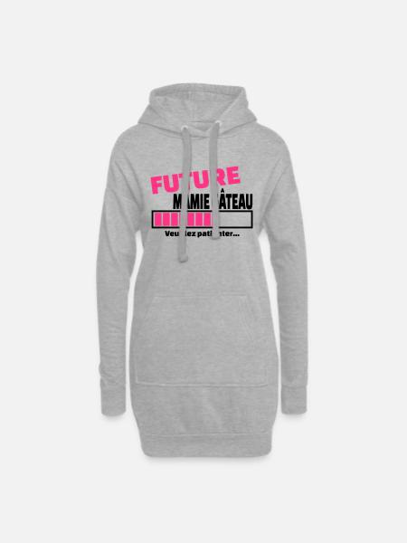 future mamie gâteau - Sweat-shirt à capuche long Femme - gris chiné