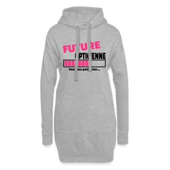 future opticienne - Sweat-shirt à capuche long Femme - gris chiné - Devant