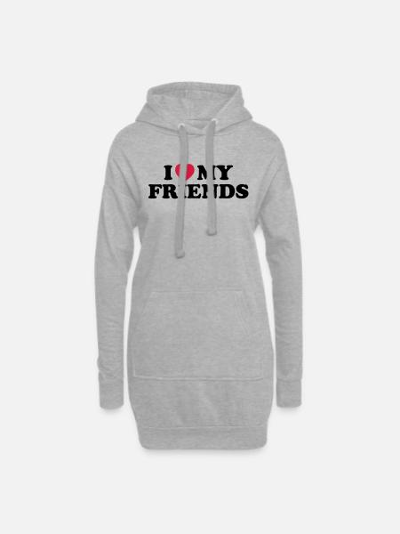 I love my friends - Hoodie-Kleid - Grau meliert