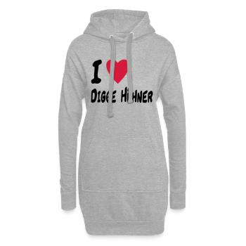 i love digge huehner - Hoodie-Kleid - Grau meliert - Vorne