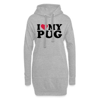 Mops - Hoodie-Kleid - Grau meliert - Vorne