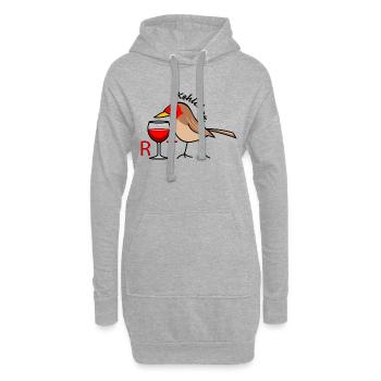 Rotkehlchen mit Rotwein (a) - Hoodie-Kleid - Grau meliert - Vorne