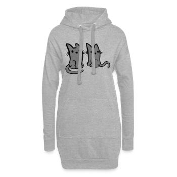 2 Katzen Freunde Team - Hoodie-Kleid - Grau meliert - Vorne