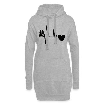 Rennbob Herzschlag Bob Puls Rodeln EKG Wintersport - Hoodie-Kleid - Grau meliert - Vorne