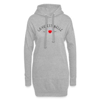 La vie est belle - Sweat-shirt à capuche long Femme - gris chiné - Devant