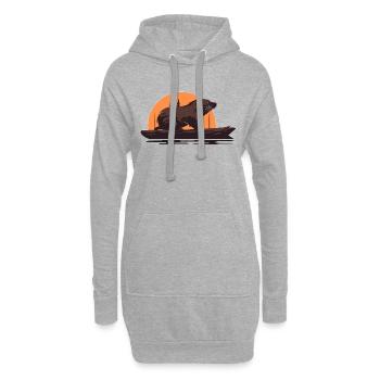 Bieber au coucher du soleil - Sweat-shirt à capuche long Femme - gris chiné - Devant